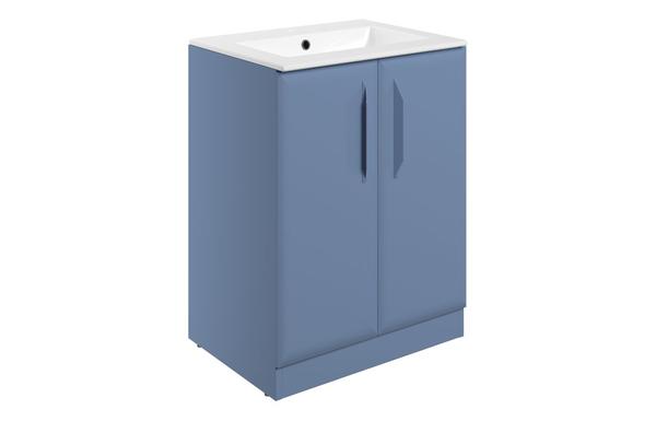 Stafford 615mm Floor Standing 2 Door Basin Unit w/1TH Basin - Matt Misty Blue